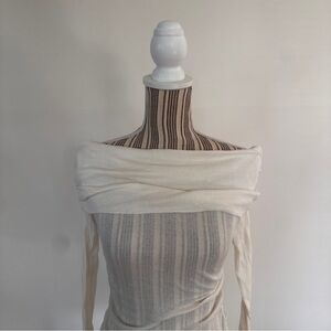 New Zara White Long Sleeve Off-Shoulder Top